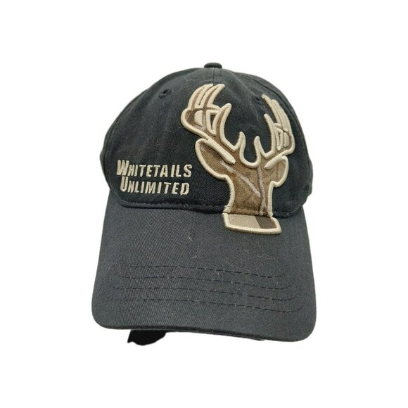 Whitetails Unlimited Adult Embroidered Black Hat Black Camo Snapback - Picture 1 of 6